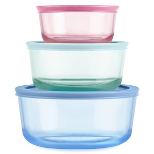 Pyrex® Simply Store® Tinted Glass Round Storage Containers, 6-pc Set, Mixed Colors
