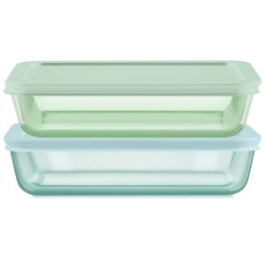 Pyrex® Simply Store® Tinted Glass 3-cup Rectangle Storage Containers, 4-pc Set, Mixed Colors