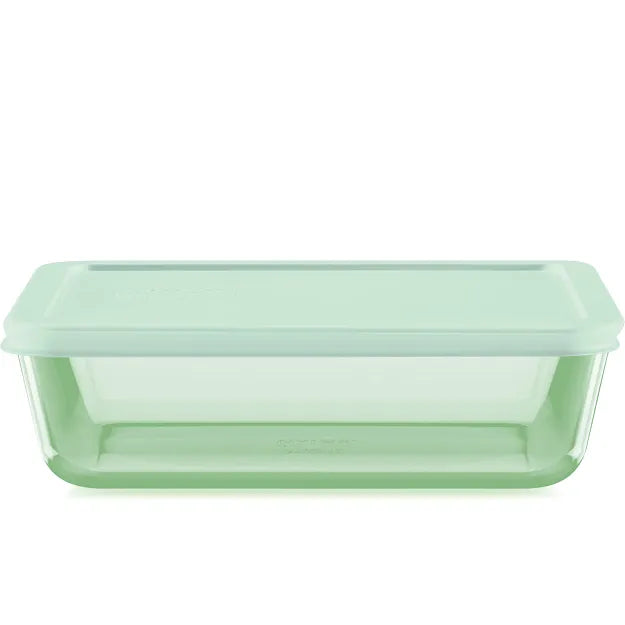Pyrex® Simply Store® Tinted 6-cup Rectangle Storage with Green Plastic Lid