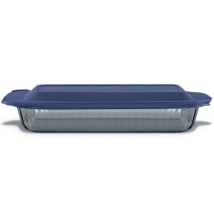 Pyrex® Colors Sculpted Tinted 9" x 13" Baking Dish with Plastic Lid, Smoke
