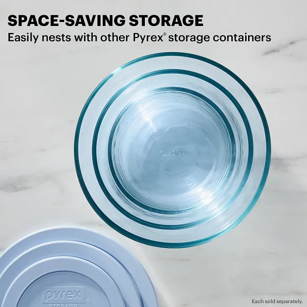 Pyrex® Simply Store® Tinted 6-piece Round Storage Value Pack with Blue Plastic Lids - Image 5