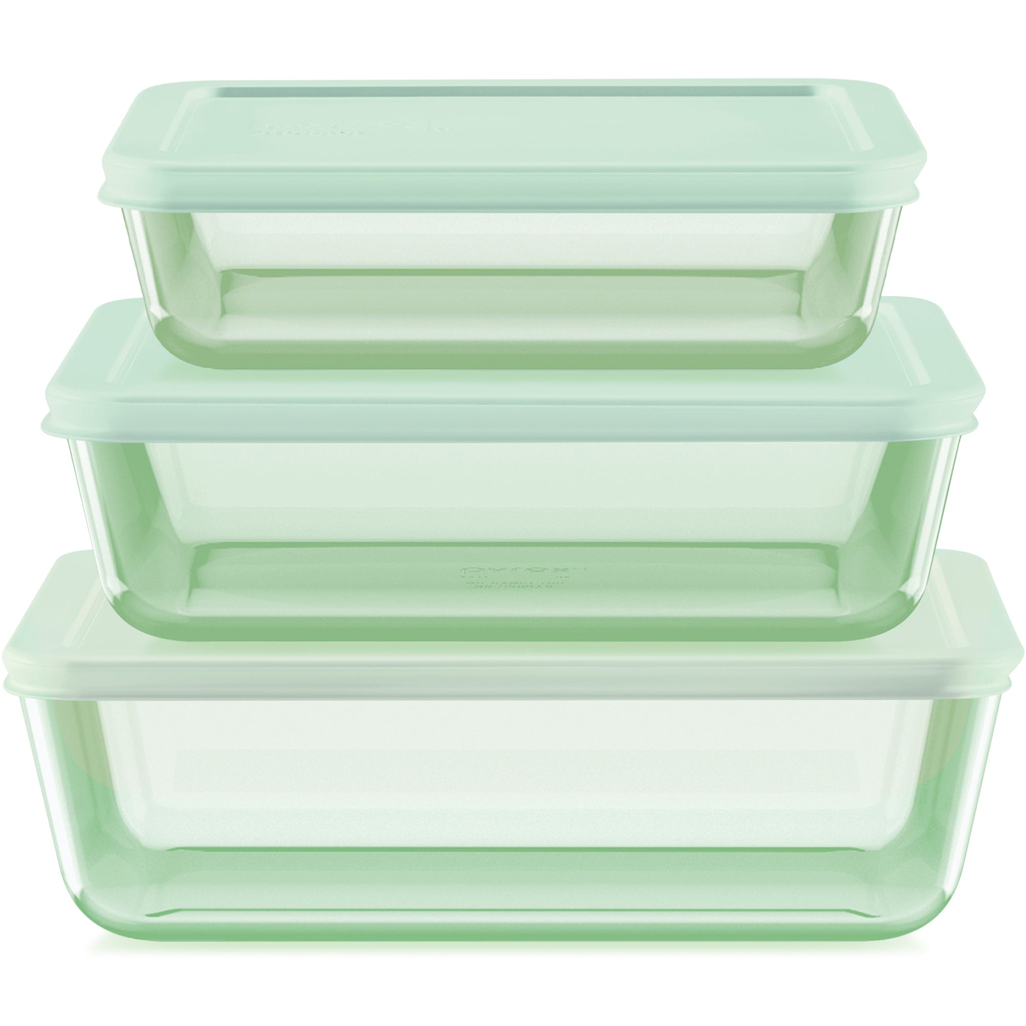 Pyrex® Simply Store® Tinted 6-piece Rectangle Storage Set with Plastic Lids, Green