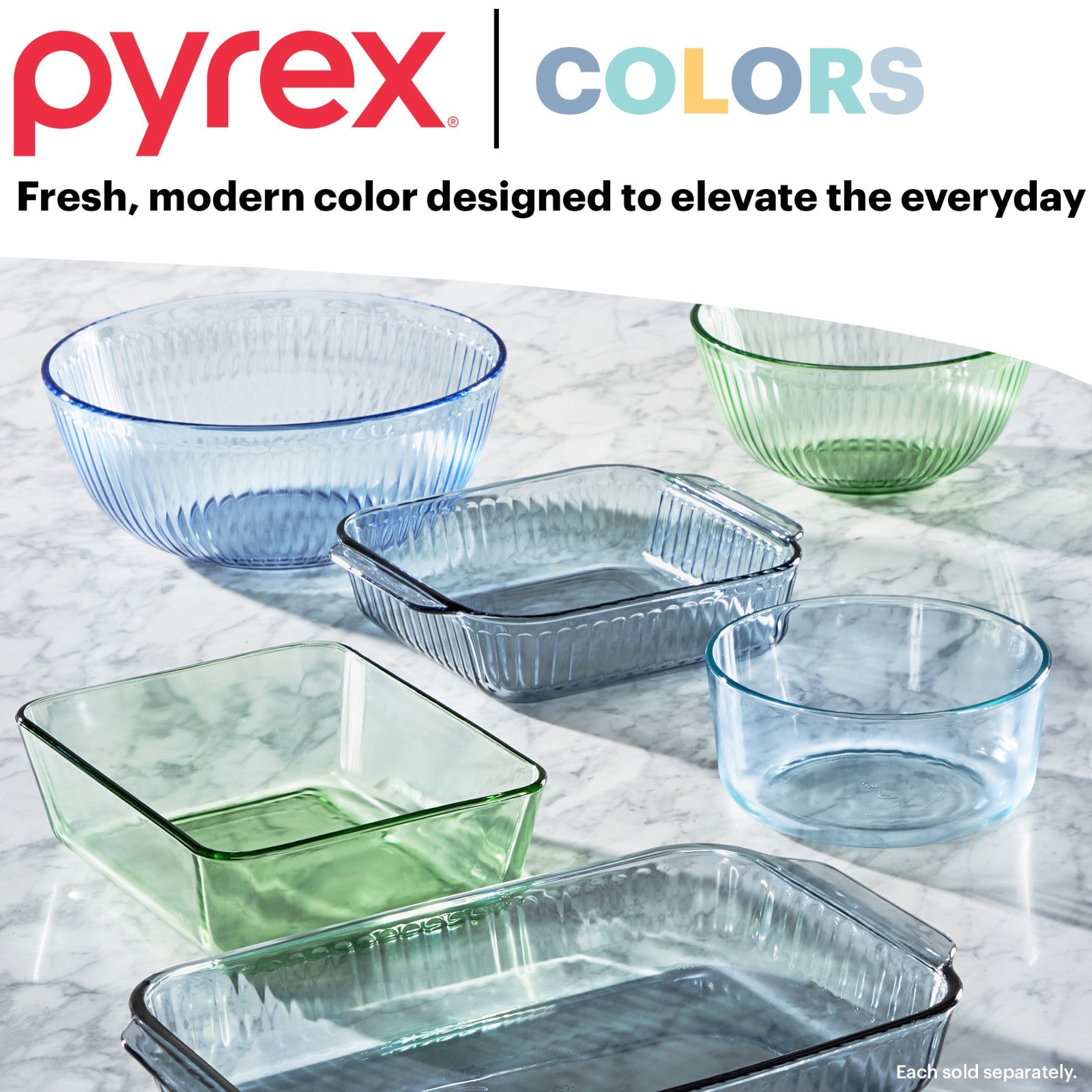 Pyrex® Colors Sculpted Tinted 4.5-quart Mixing Bowl with Lid, Blue - Image 5